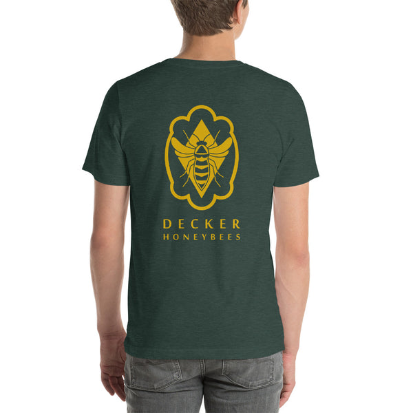 Decker Honeybees Logo T-Shirt Unisex. Soft and lightweight with the right amount of stretch. It's comfortable and flattering for both men and women. Make a statement with this awesome bee.   100% combed and ring-spun cotton (heather colors contain polyester), true to size.