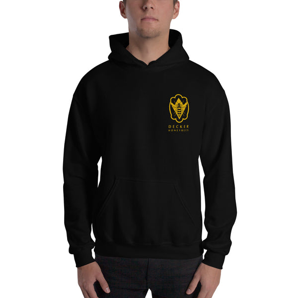Bee Logo Hoodie. Everyone needs a go-to, cozy sweatshirt to curl up in, so go for one that's soft, smooth, and stylish. It's also perfect for cooler evenings! 50% cotton/50% polyester. Reduced pilling and softer air-jet spun yarn. Double-lined hood. 1x1 athletic rib knit cuffs and waistband with spandex. Double-needle stitching throughout. Front pouch pocket.