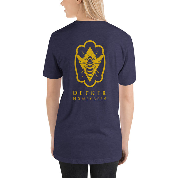 Decker Honeybees Logo T-Shirt Unisex. Soft and lightweight with the right amount of stretch. It's comfortable and flattering for both men and women. Make a statement with this awesome bee.   100% combed and ring-spun cotton (heather colors contain polyester), true to size.